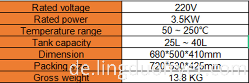 25L electric fryer details